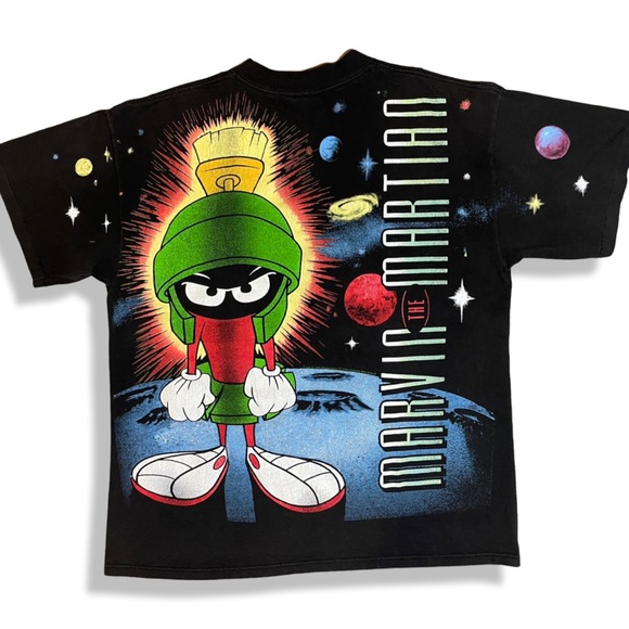 Rare Vintage 1993 Wild Oats Marvin The Martian AOP T-Shirt - Picture 2 of 7